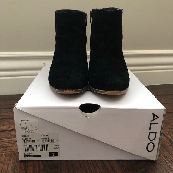 Aldo Black Suede Cazes Ankle Boots - Picture 3 of 6